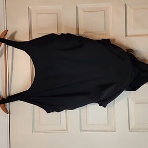 NICOLE Miller Bathing Suit NWT Black One Piece Panty Protector,Gold Adjustors